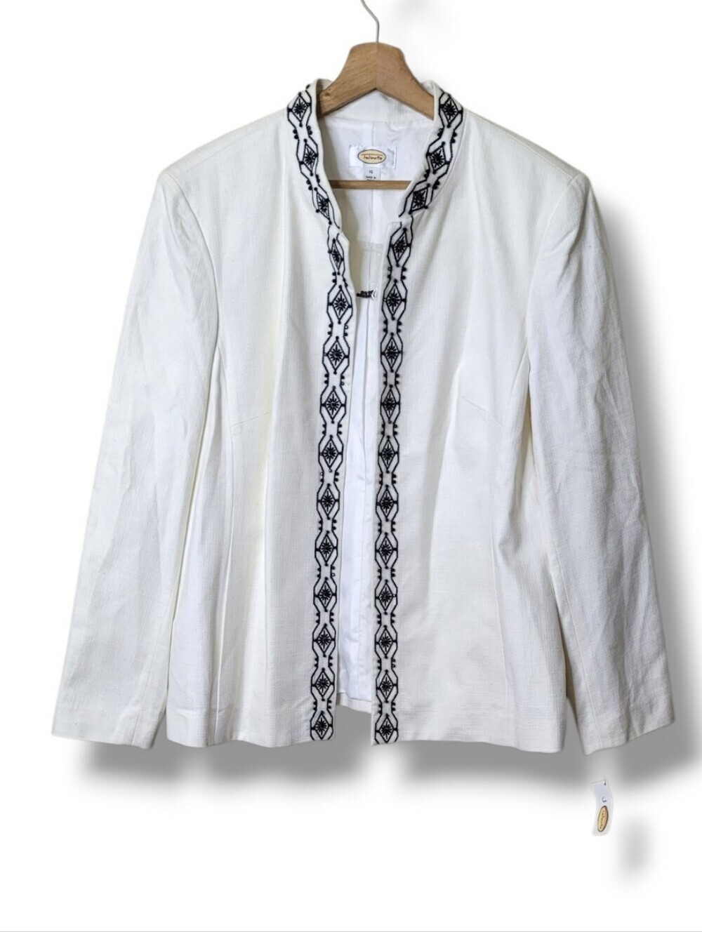 Talbots Twill Beaded Open-Front Blazer Size 16 NWT